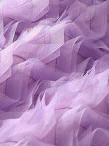 Glamorique Kids Young Girl' Solid Color Sleeveless Crew Neck Elegant Ruffle Hem Summer Dress - Purple - View 7