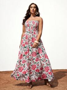 Maija Váy hở vai in hoa cỡ lớn, đi nghỉ thường ngày - Nhiều màu - Xem 3