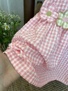 Robe à carreaux sans manches à col-ras-du-cou en coton doux, style nature, pour bébé fille/bambin de 0 à 3 ans, printemps/été