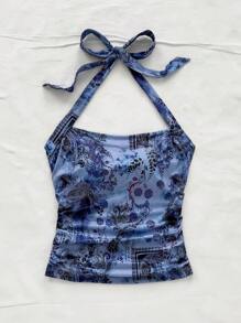 Soleia 全新度假针织印花露背吊带背心 - 彩色 - 查看 4