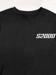 Manfinity Dauomo 男士字母与汽车印花圆领短袖T恤，时尚