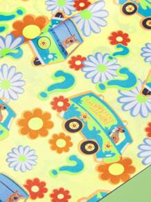 SCOOBY-DOO X SHEIN Vintage Landhausstil kleines Tuch mit gelbem Blumen- und Buss-Muster