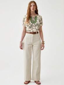 Florisole 波西米亚风格女士拼色度假/节日衬衫