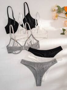 Snug Zone 6-Piece Comfort Wire-Free Ribbed Underwear & G-String Set - Multicolor - View 3