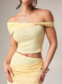 Silquee 女士日常两件套服装 - 黃色 - 查看 5