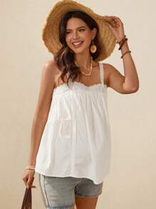 Boho Mama Maternity Women Cami Top & Camisole, Solid Color, Fashionable For Summer Summer Outfits For Women - White - View 6