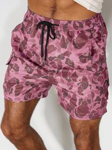 Manfinity EMRG Men's Camo Print Casual Cargo Shorts, Street Style - Pink - View 4