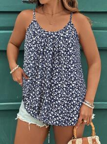 SHEIN Clasi Camisilla de tirantes estampada con flores en rosa para mujer de talla grande, de verano