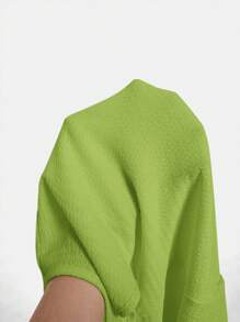 SHEIN VCAY Áo ba lỗ du lịch thường ngày trơn cỡ lớn - Màu xanh chanh - Xem 7