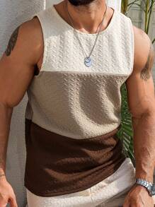 Manfinity Homme Men's Street Collegiate Sports Style INS High Street Colorblock Tank Top, Street Fashion And Y2K Style, Summer - Multicolor - View 3