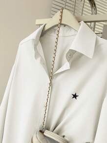 INAWLY 女士星星图案长袖夏季休闲衬衫 - 白色 - 查看 5
