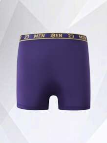 SHEIN 4pcs/Pack Men's Comfortable Letter Printed Elastic Waistband Boxer Briefs - Multicolor - View 2