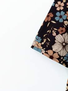 EMERY ROSE Plus Size Versatile Ditsy Floral Round Neck Chest Pocket T-Shirt, Casual & Simple, Suitable For Summer,Flower/Vacation/Spring - Multicolor - View 6