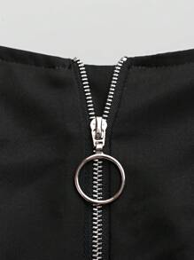 SHEIN Clasi Váy dây buộc bên hông in hình bạch tuộc tông màu tối thanh lịch, mùa hè - Đen và trắng - Xem 5
