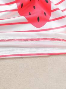 SHEIN 2 Pieces Set Baby Girls' Cute Summer Strawberry & Watermelon Fruit Print Dress, Basic Daily Outfit - Multicolor - View 7