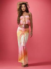 MISSGUIDED 日落缎面侧开衩长裙，度假装，夏季海滩晚会，特殊场合，及地高腰，Y2K 时尚海滩婚礼
