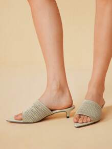 CUCCOO BASICS Pointed Toe Stiletto High Heel Women Sandals, Versatile - Green - View 2