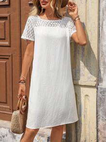 EMERY ROSE 女士迷你连衣裙 女士夏季服装 女士夏季连衣裙 度假服装 女士乡村音乐会服装 度假连衣裙 白色连衣裙 优雅白毕业礼服 - 白色 - 查看 8