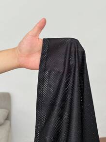 SHEIN Tween Girls' Casual Streetwear V-Neck Knit Splicing Mesh Oversize Loose Bat Sleeve Short Sleeve T-Shirt With Text & Number & Bow Print, Black