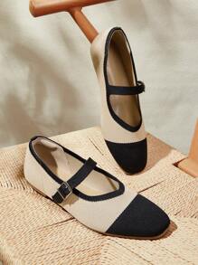 CUCCOO BASICS Women's Red Plaid Square Toe Flat Shoes, Comfortable - Apricot - View 4