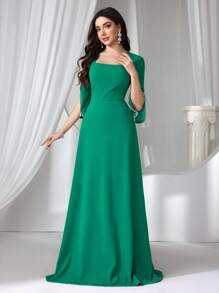 Đầm dạ hội trang trọng dệt kim đính hạt bong bóng cho nữ, Đầm dự tiệc, Váy dài, Dành cho khách dự tiệc cưới - Màu xanh Ô liu - Xem 7