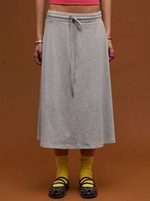 COUREZ Gonna midi in jersey a vita bassa, per look estivi da donna, gonna estiva casual per strada, stile Y2K in cotone vintage
