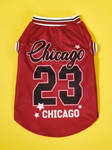PETSIN 1 pièce Maillot réversible à rayures et numéro 23 de Chicago pour chat ou chien de compagnie, débardeur confortable et