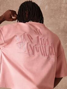 Sumwon Original Streetwear Oversized T-Shirt With Embroidered Back Logo Summer Tee Urban Fashion Casual Top Daily Wear - Pink - View 5