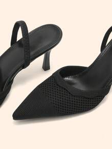 CUCCOO BASICS 尖头高跟蝴蝶结露背细高跟鞋，时尚百搭，适合派对场合 - 黑色 - 查看 11