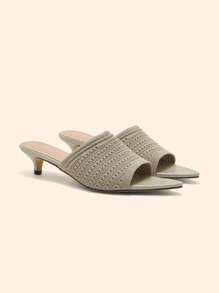 CUCCOO BASICS Pointed Toe Stiletto High Heel Women Sandals, Versatile - Green - View 8