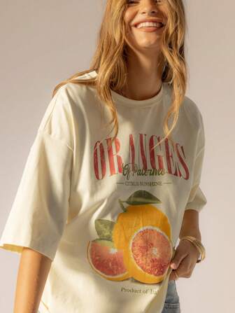 Aralina 图案超大T恤 女士夏季度假服装 图案T恤