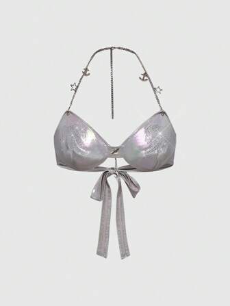 Fairycore Top estivo senza maniche, con scollo a canotta, con charms a forma di sirena e delfino, adatto per le vacanze al mare