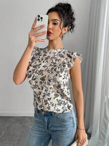 Chiquease Camisa con mangas con volantes y estampado floral aleatorio para mujer - Multicolor - Ver 3