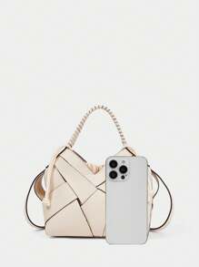 SHECARRY Bolso de mano casual de moda para mujer, de gran capacidad - Beis - Ver 3