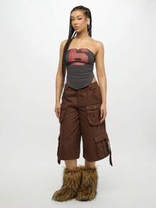 SUMWON WOMEN Strapless Bandeau Tank Graphic Logo Design Sleeveless Athletic Crop Top Workout Yoga Running Summer Spring Active Wear Stylish Athleisure - Black - View 1