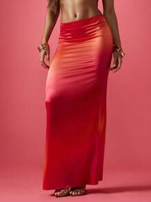 MISSGUIDED Luxurious Satin Long Evening Party Skirt Form Fitting Mermaid Holiday Resort Ballroom Evening Nightout Bridesmaid Gown - Multicolor - View 3