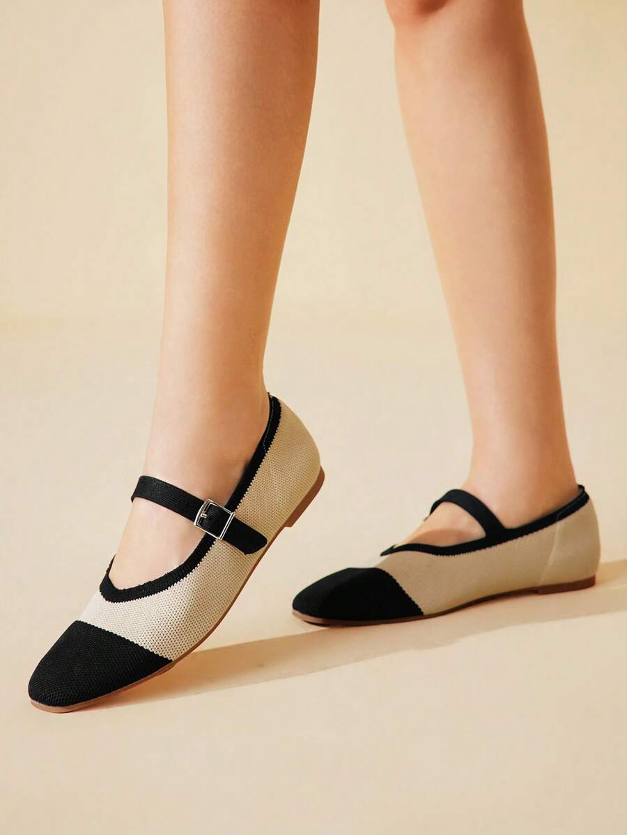 CUCCOO BASICS Women's Red Plaid Square Toe Flat Shoes, Comfortable - Apricot - View 1