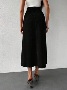 EURMUSE 素色牛仔A字半身裙
