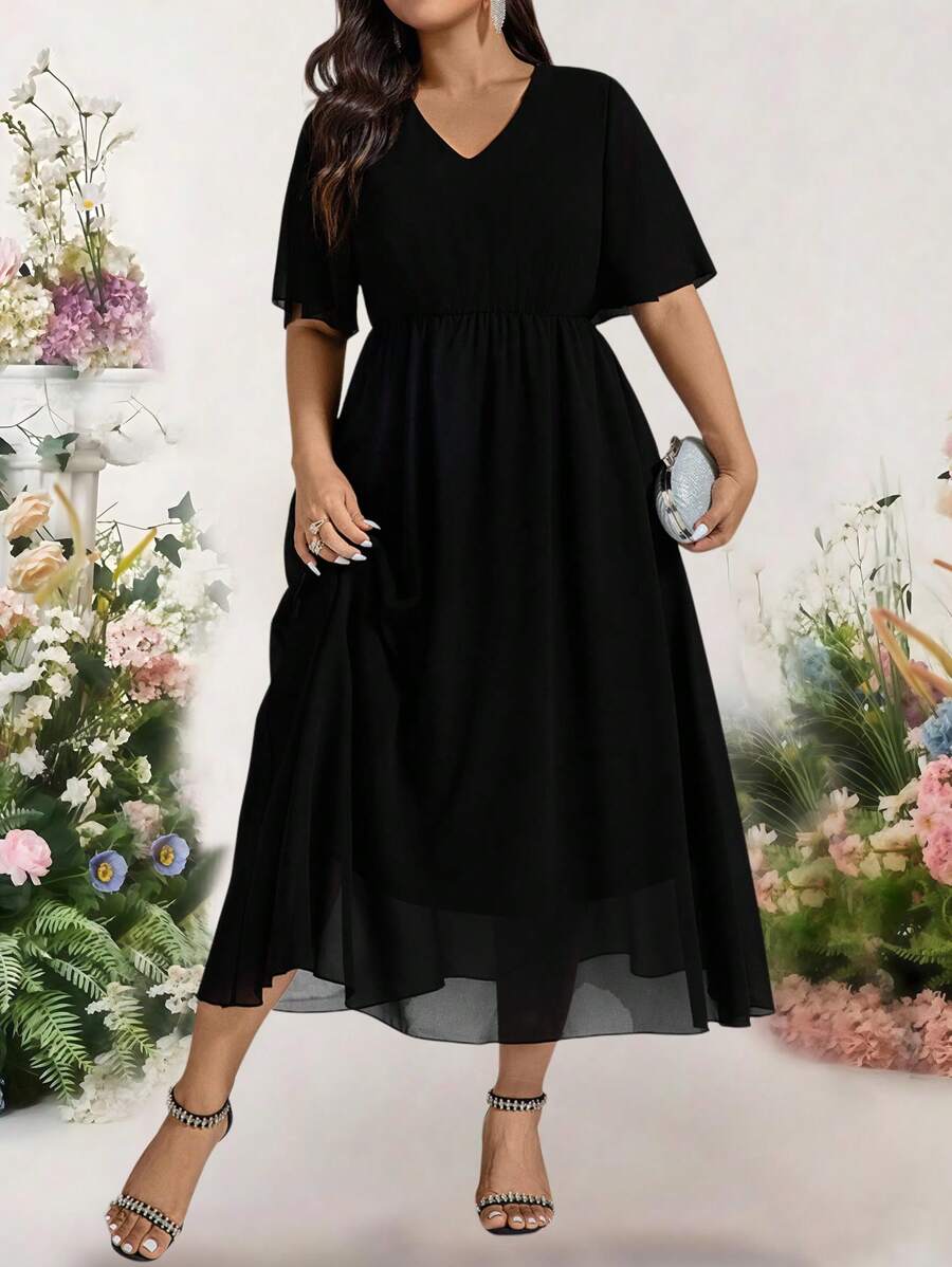 Bellastra 女士优雅蕾丝派对婚礼宾客礼服 - 黑色 - 查看 1