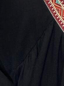 Bohemela Vacation Casual Embroidered V-Neck Women's Shirt