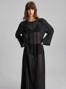 Ontre Vestido transparente de unicolor sexy para mujer