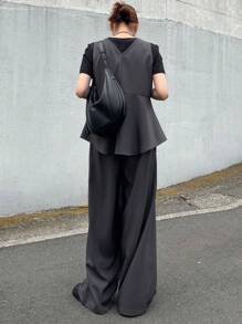 FRIFUL 2 Stücke Damen lässiger und modischer Rüschensaum Sommer Outfit