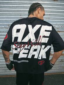 AXEPEAK Streetwear Hip Hop Racing Style Men's Shorts And Short Sleeve T-Shirt Set Summer Outfit - Black - View 4