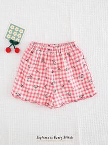 Cozy Pixies Baby Girls' Ditsy Floral Elastic Waist Ruffle Hem Casual Shorts, Versatile - Pink - View 7