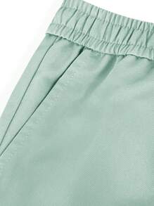 Manfinity Homme Pantalones casuales de unicolor, ajuste delgado, pierna recta para hombres, pantalones de verano, otoño - verde menta - Ver 6