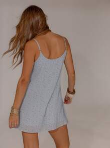 Aralina Đầm voan xếp nếp buộc vạt phía trước dây mảnh bồng bềnh cho kỳ nghỉ hè dành cho phụ nữ - Màu xanh lam - Xem 2