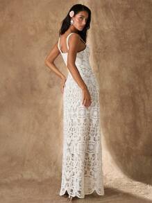 Glamine Đầm dự tiệc dây mảnh ren hoa thanh lịch dành cho nữ, đầm trắng nữ, đầm sinh nhật nữ, đầm ngắn nữ, quần áo mùa hè nữ. - trắng - Xem 7