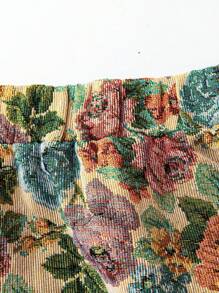 SHEIN Clasi Oil Painting Plus Size Holiday Women's Floral Half Skirt, High Waisted Elastic Waistband, Jacquard Design, Suitable For Summer/Autumn, Summer Women's A-Line Half Skirt, Clothing For Outdoor Wear - Multicolor - View 5