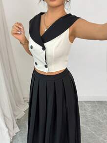 SHEIN Clasi Women Two Pieces Outfits For Daily Wear - Black - View 4