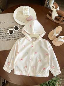 SHEIN Baby Girl/Toddler 0-3 Years Lightweight Casual Hooded Jacket, Spring/Summer
